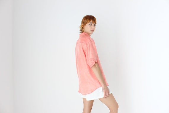 80s PURE SILK Pastel Pink Boxy Shirt - Unisex - image 6