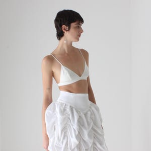 Minimal & Modern Silk Triangle Lingerie Bra in White