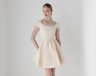 2000s Zac Posen Pure Silk Blush Pink / Rosewater Taffeta Romantic Cocktail Wedding Dress / Elopement / Reception / Bridal Shower