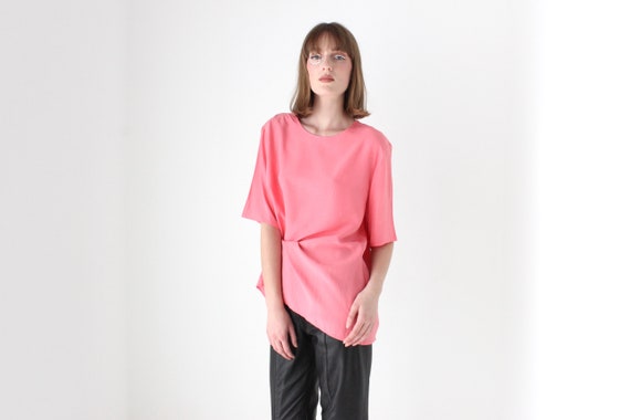 80s Bubblegum Pink Pure Silk Minimal / Loose / Si… - image 6