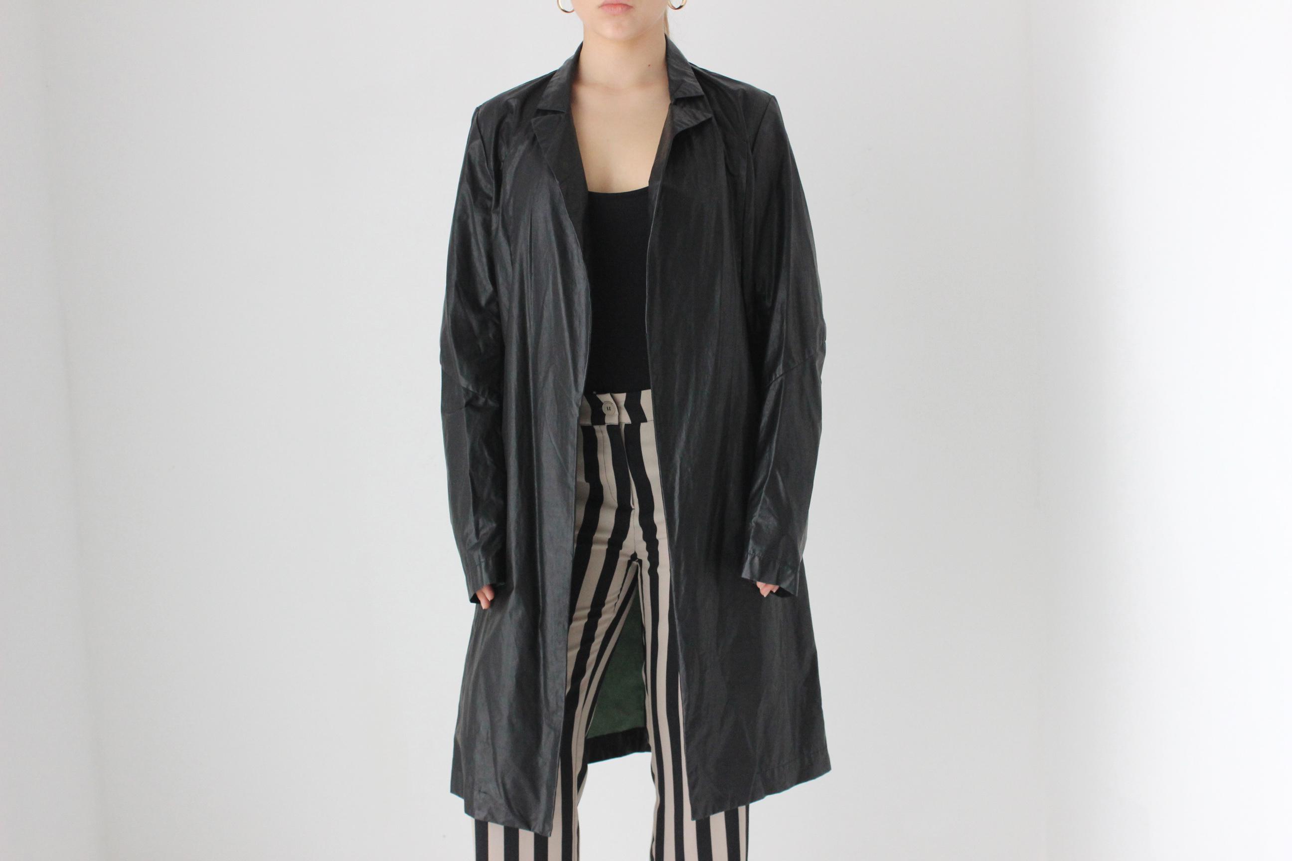 90s Nylon Vinyl / Patent Leather Look / PVC Shiny Black Water
