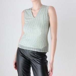 BALLETCORE Y2K Pastel Beaded Mint Green Sleeveless Top