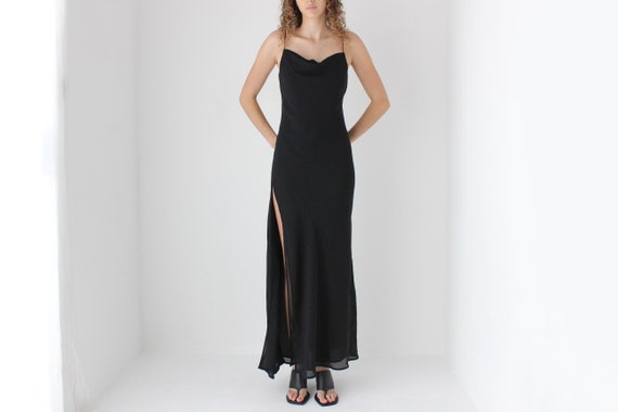 90s Femme Fatale Spaghetti Strap Cocktail Gown / Formal Party Dress W/  Thigh Split - Etsy Israel