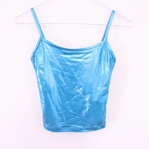 SALE 90s Metallic Teal Club Kid Crop Top