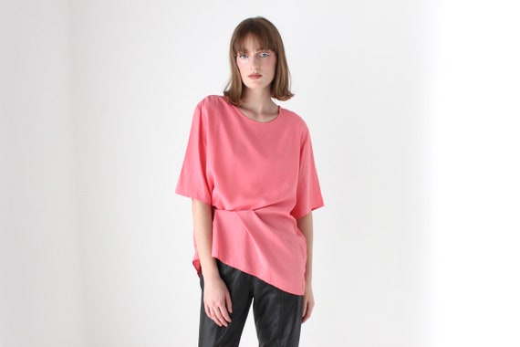 80s Bubblegum Pink Pure Silk Minimal / Loose / Si… - image 1