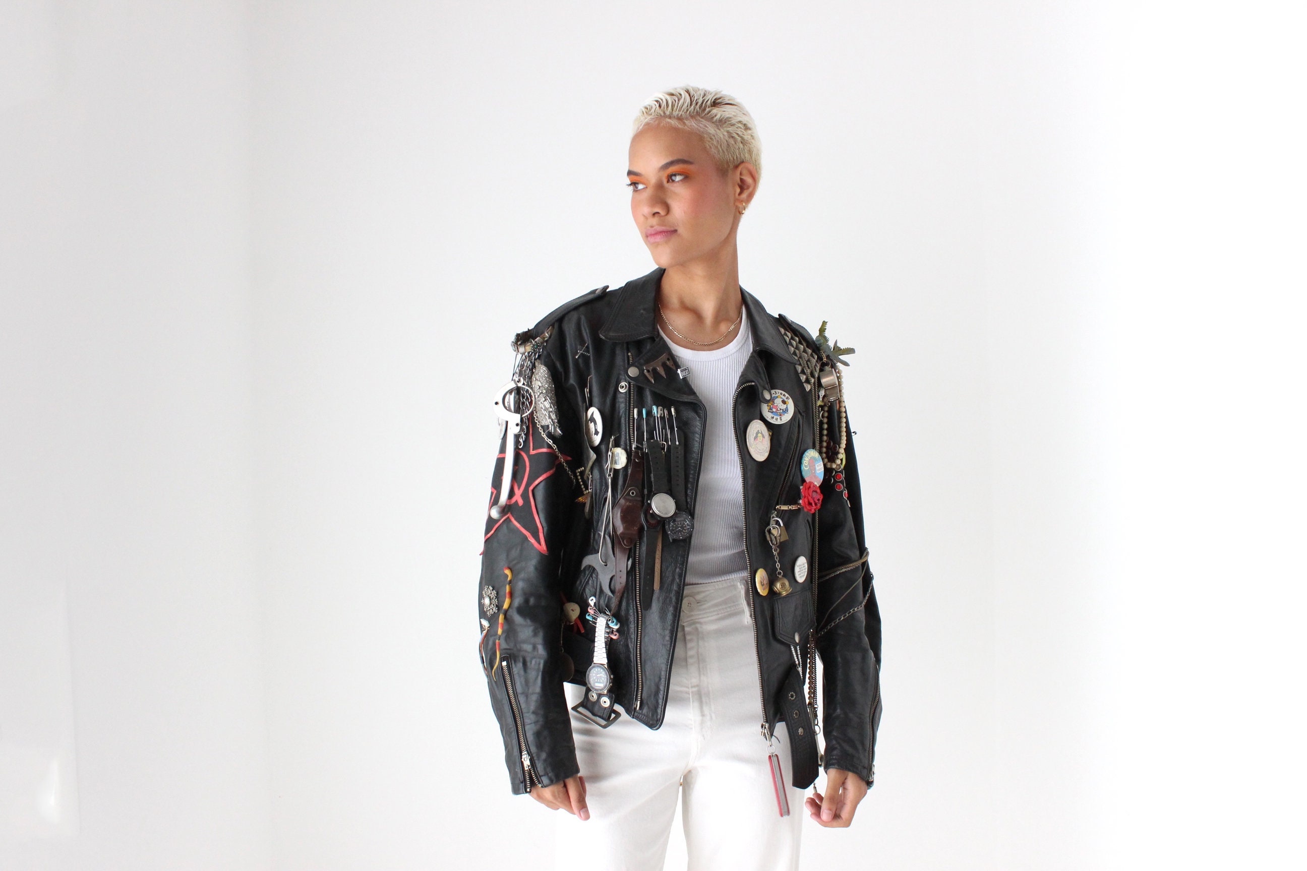Punk Artefact! 80s Leather Lethal Cinematic Moto Jacket With