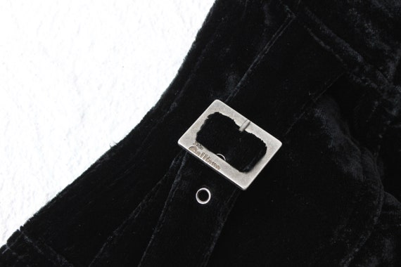 2000s John Galliano Black Velvet Kick Flare Trousers W/ Silver
