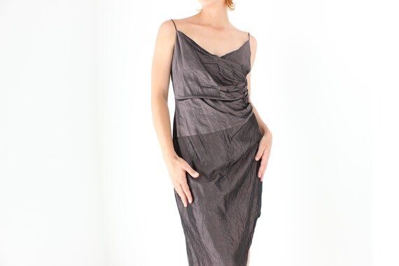 2000s Iridescent Crinkle Taffeta Asymmetric Spagh… - image 9