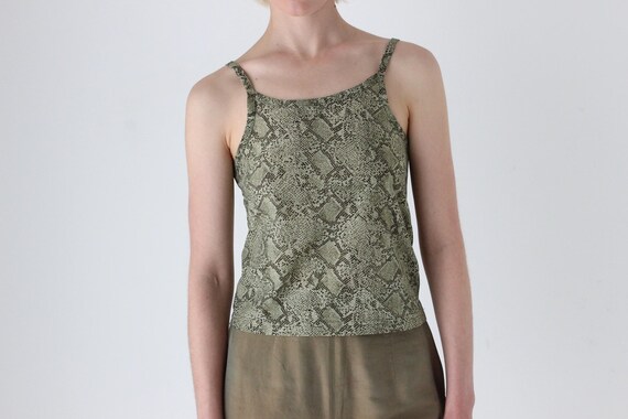 90s Snakeskin Mesh Python Snake Print Cami Tank T… - image 2