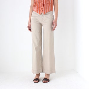 2000s Prada Sport Neutral Beige Low Rise Minimal Wide Leg Trousers