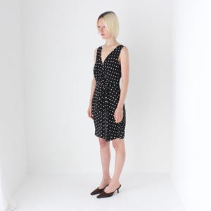 Demure 90s MOSCHINO COUTURE Pure Silk Polkadot Plunge Mini Dress