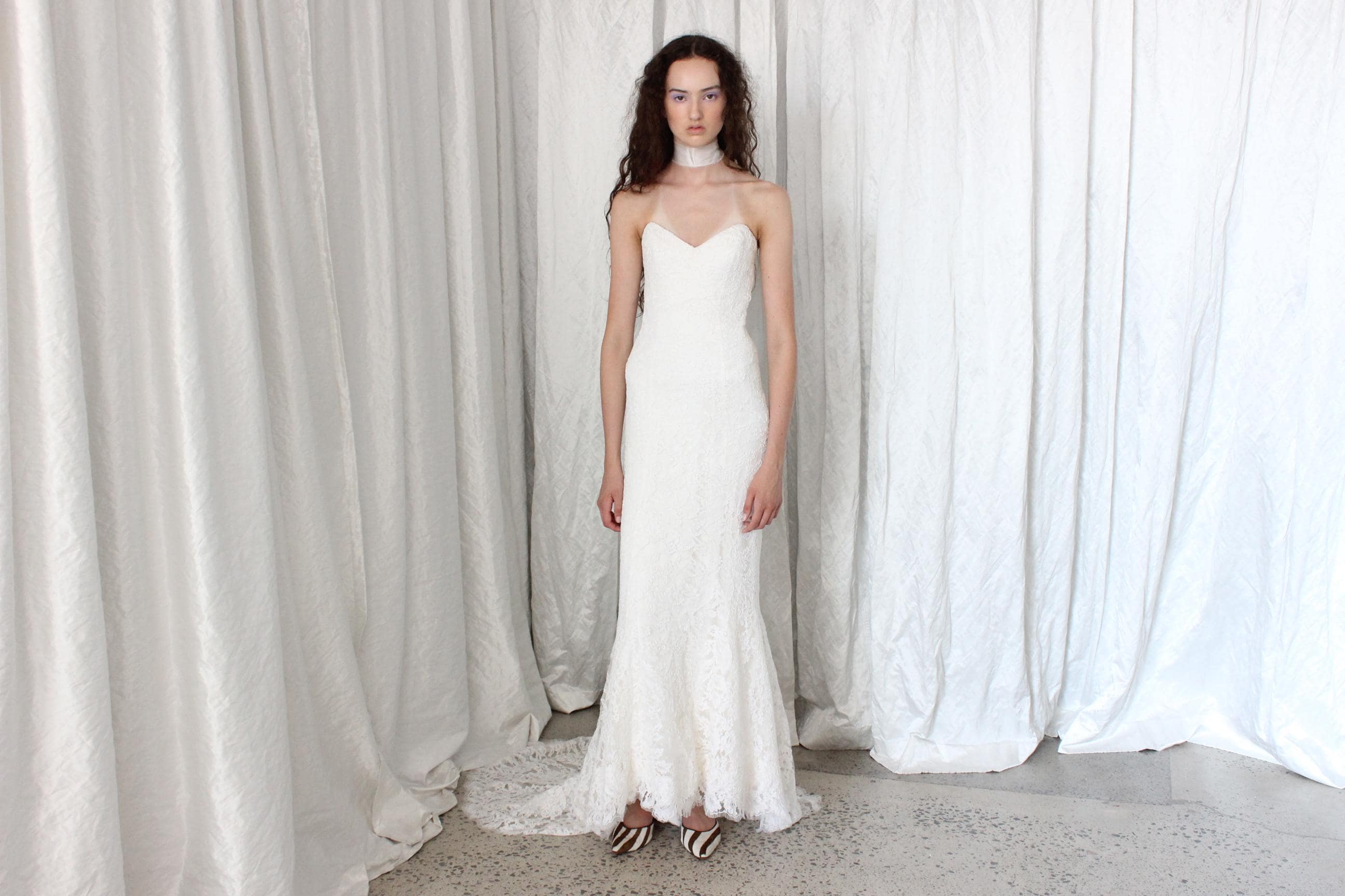 vintage lace off the shoulder dress Ivory Mermaid Lace Backless Off Shoulder Wedding Dresses, Bridal Gown, MW749 main image 1