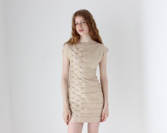 Y2K Red Valentino Vintage Pure Silk Fitted Cocktail Dress w/ Textural Ruching & Diamontes / Elopement / Reception / Bridal Shower