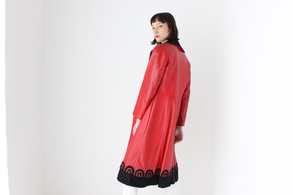 70s {Real Leather} Carivalesque Elaborate Red Fit… - image 5
