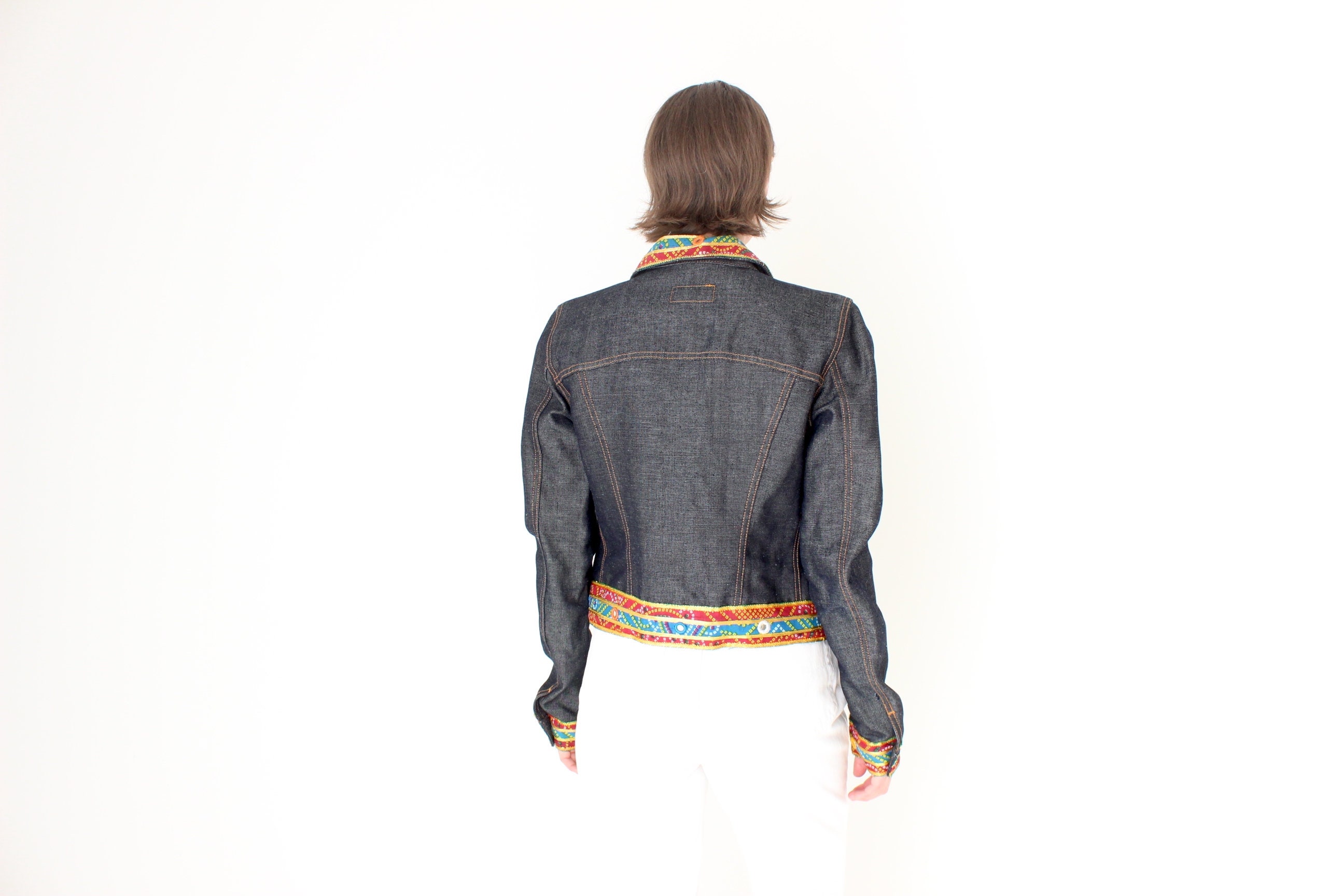 Y2K DOLCE and GABBANA / D & G Darkwash Cropped Denim Jacket W