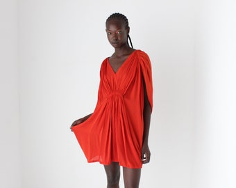 2000s WILLOW Pure Silk Gathered Texture Avant Garde Voluminous COCOON Kaftan Top / Mini Dress