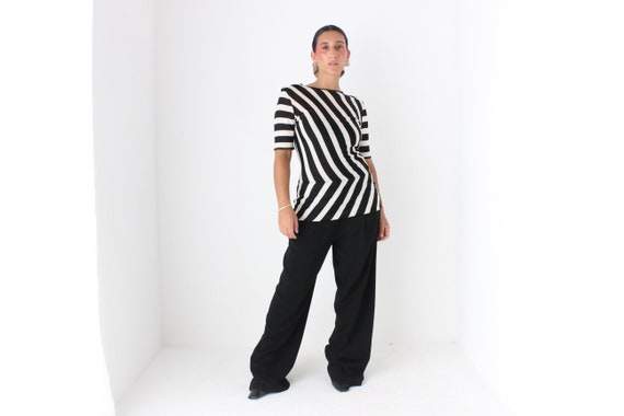 90s Gianfranco Ferre Italian Made Modernist Bold Striped Knit Top 