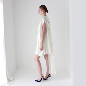 Alexander McQueen Layered Ivory Silk High Neck, Draped Directional Cocktail or Bridal Dress