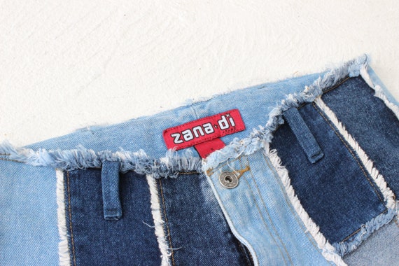 Y2K Frayed Denim Patchwork Texture Cropped Kick Flare Jeans by