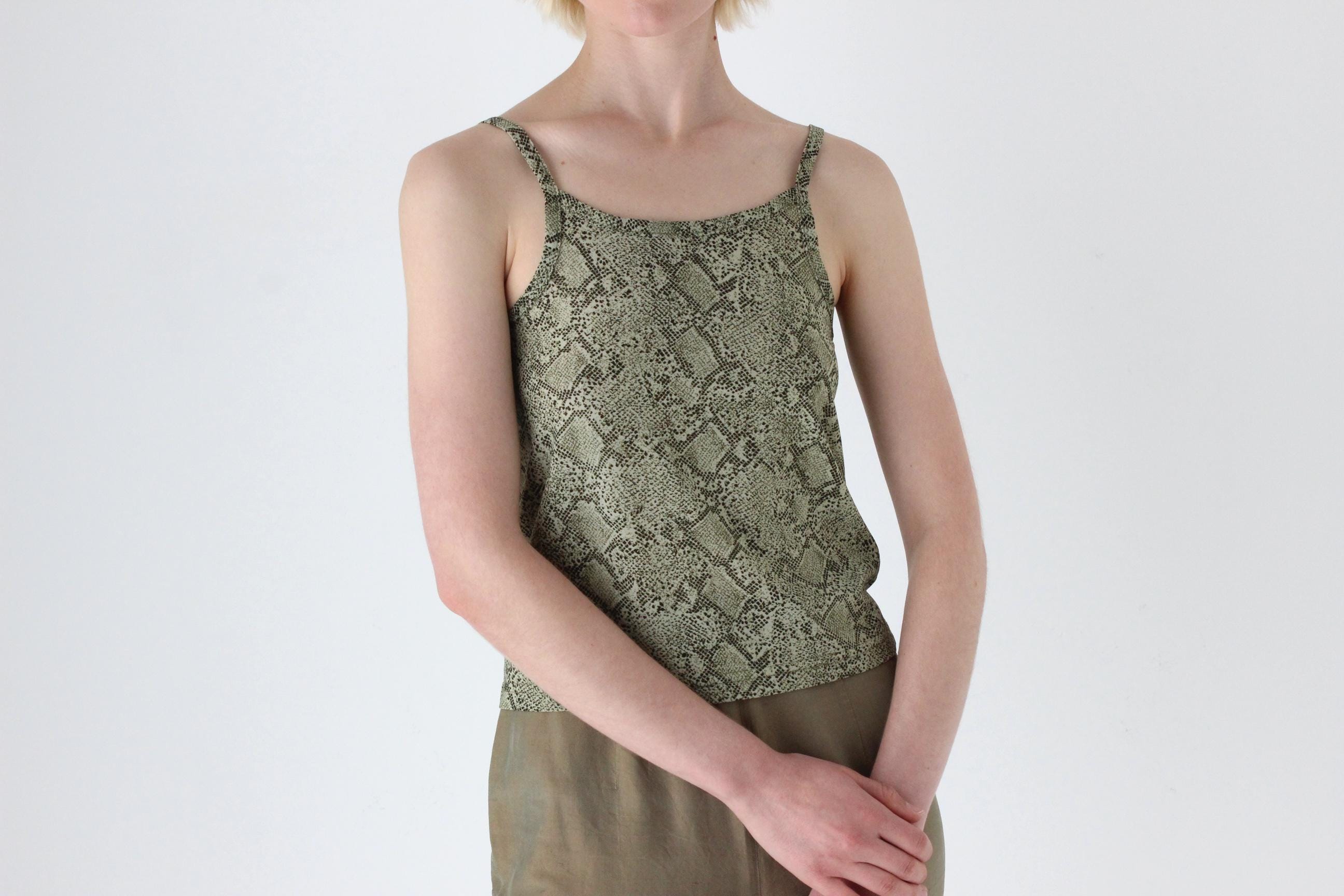 90s Snakeskin Mesh Python Snake Print Cami Tank Top - Etsy