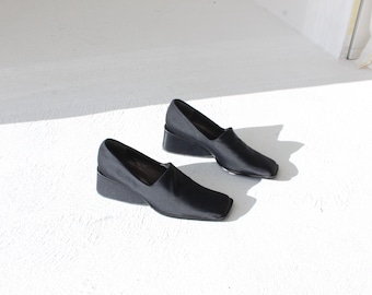 FUTURISM 90s Avant Garde Shimmer Stretch Spandex Sock Square Toe Futuristic Wedge Loafers by Innovare -