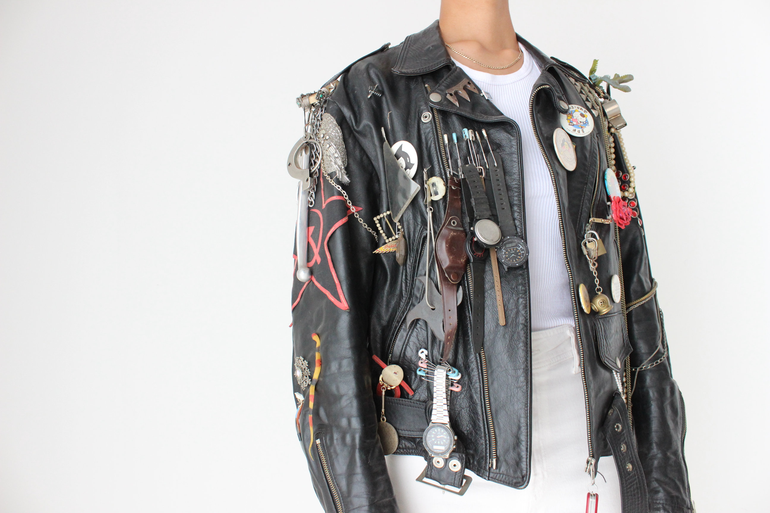 Punk Artefact! 80s Leather Lethal Cinematic Moto Jacket With Punk Artefact! 80s Leather Lethal Cinematic Moto Jacket With
