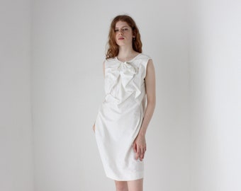 2000s MARNI White Cotton / Silk Avant Garde Origami Organza Vintage Ivory Little White Cocktail Wedding Dress