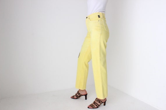 80s VERSACE Bright Yellow Wearable Art Beaded Flo… - image 3