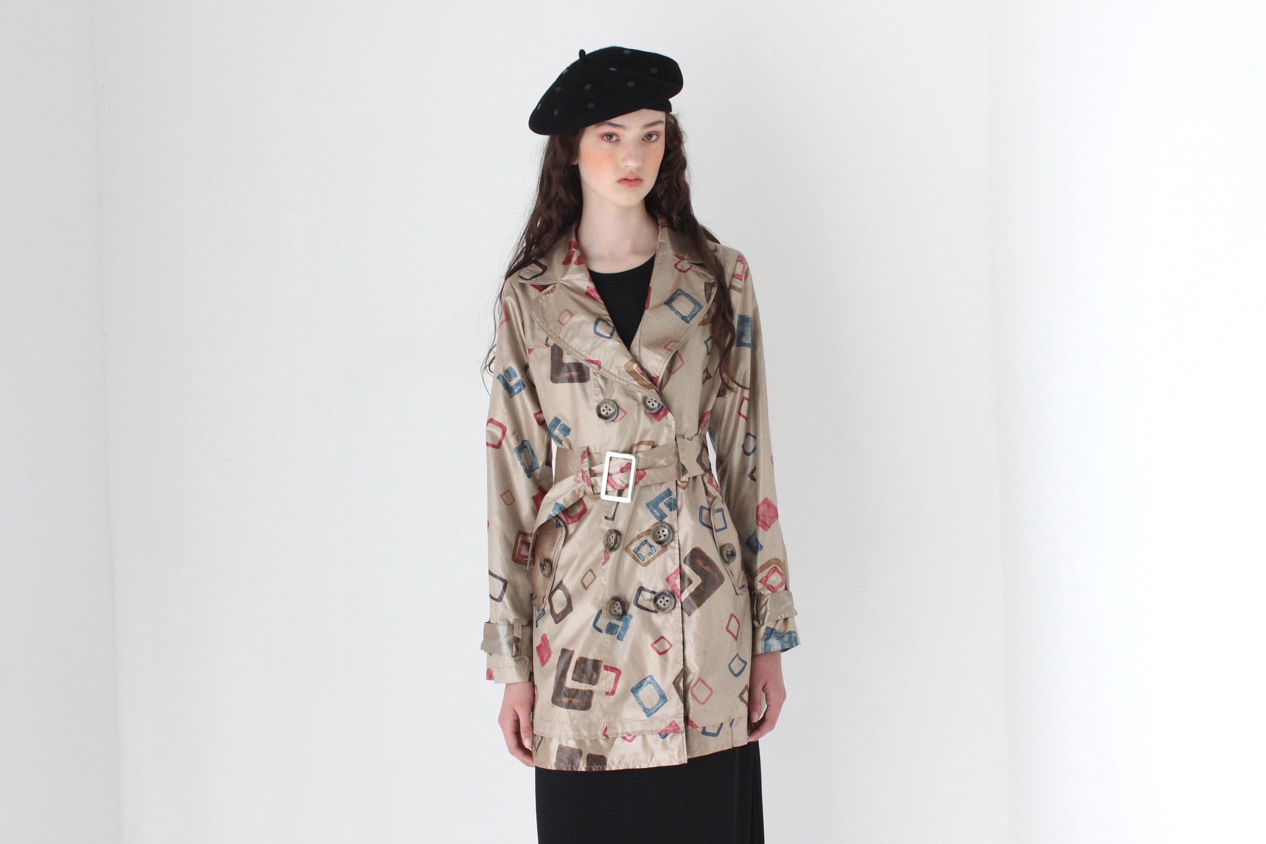 FRENCH COLLECTION 90s Printed Vinyl Coated Cotton Button up Belted