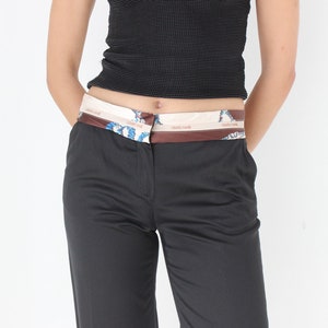 Y2K ROBERTO CAVALLI Black Wide Leg Pants w/ Silk Cummerbund Detail image 3