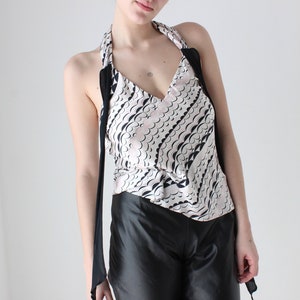 Y2K Pure Silk 2006 Madonna for H&M Printed Halter Top