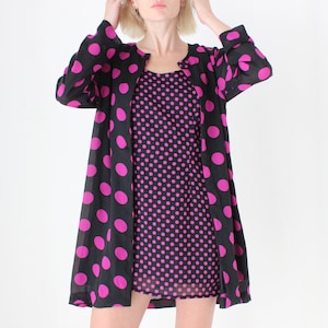 80s Purple Polka Dot Jacket & Dress Matching Set