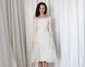slim fit dress slacks 1950s Organdy Floral Appliqué Dress - M main image 0