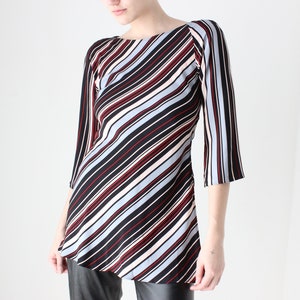 BALLETCORE 2000er Jahre Diane Von Furstenberg Gestreiftes Modernist Seidentop oder Mini