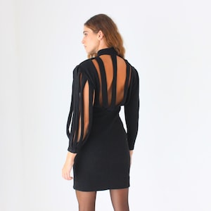 cut out caged dress 60s Space Age Mod Cut-out Cage Plaid Tweed Dress