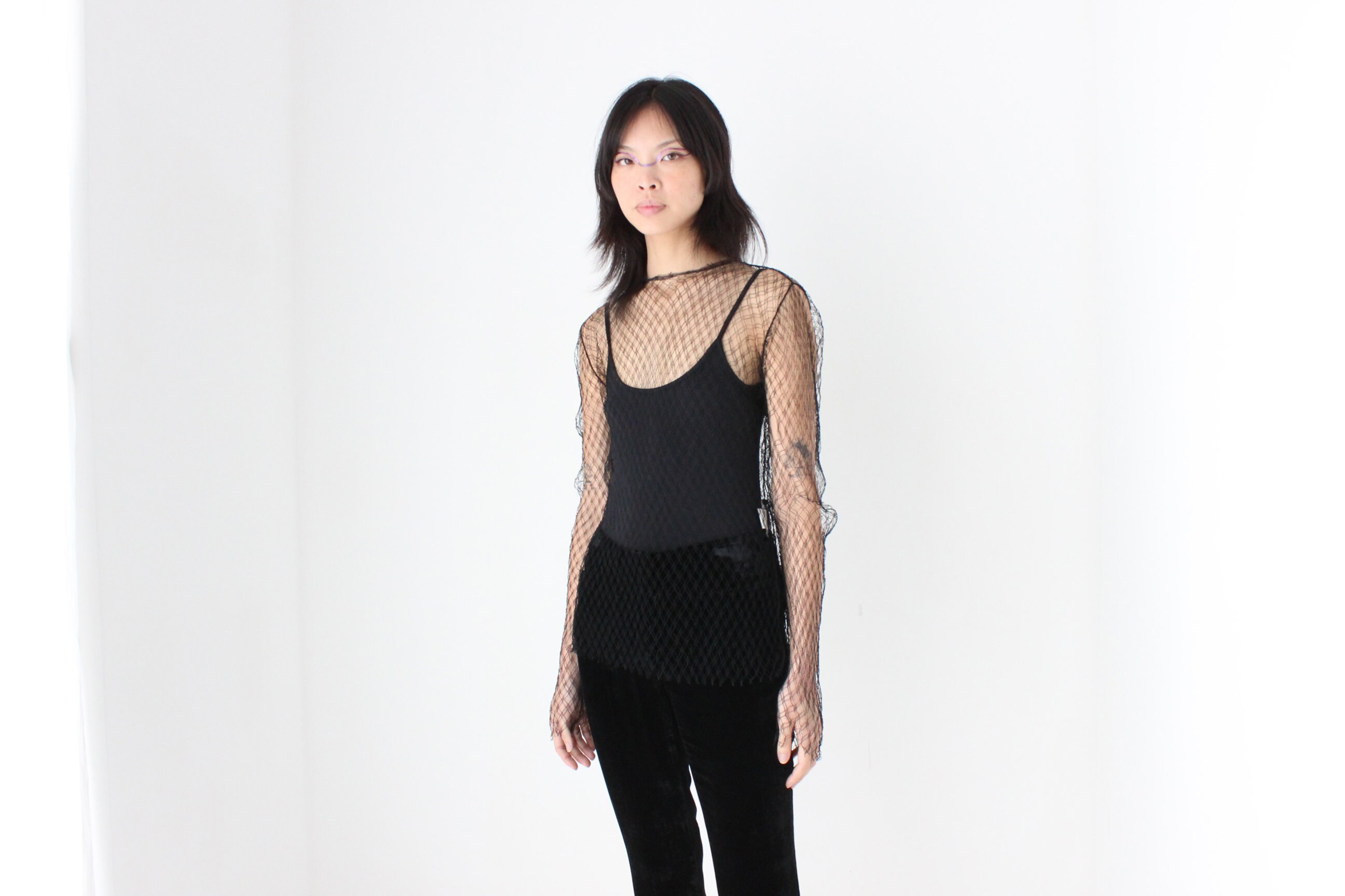 美品 DOLCE&GABBANA メッシュニット ブラック 90s 00s 90s DOLCE & GABBANA Highly Collectible Fishnet / Open Knit