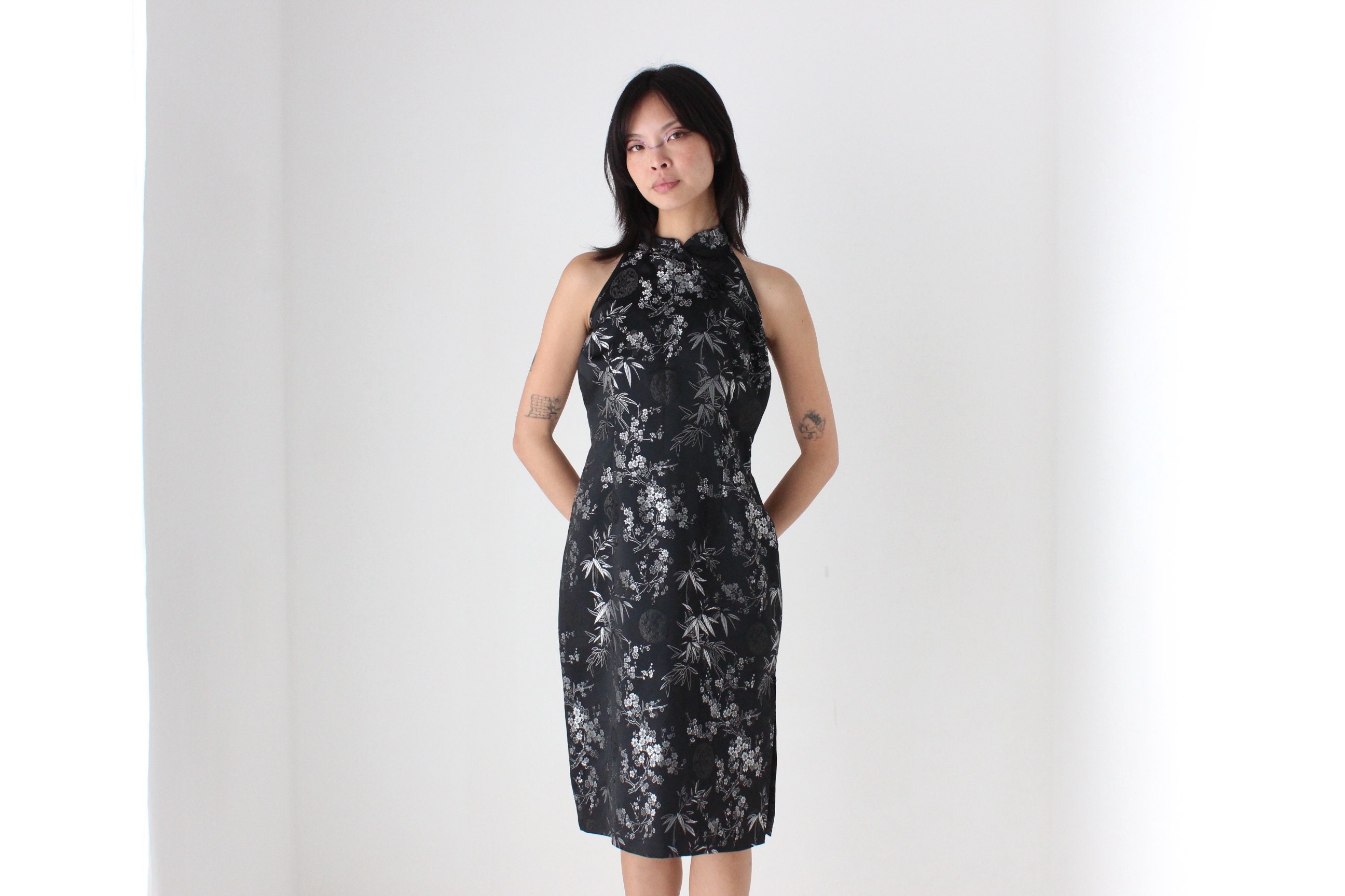90s asian dress 90s Chinese Brocade Mini Dress  3 Women