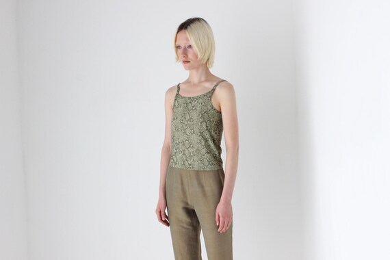 90s Snakeskin Mesh Python Snake Print Cami Tank T… - image 4