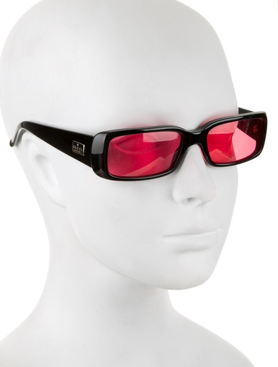 90s GUCCI Red Lens Y2K Sci Fi Square / Rectangle Zoolander