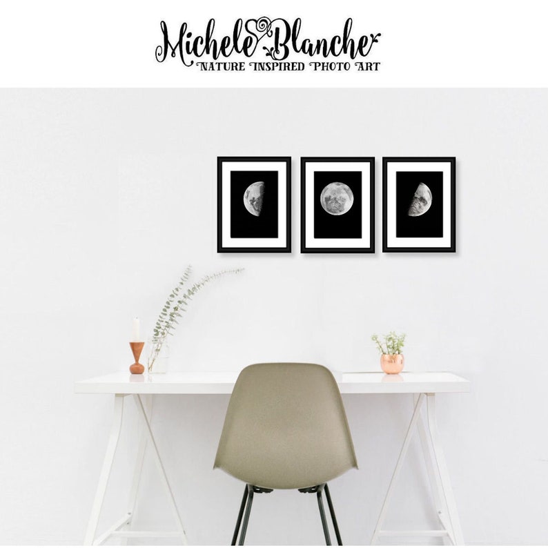Last Quarter Pug Moon Set of three Pug Phases of the Moon Prints Pug Moon Phases Print Set of three Pug Lover/'s First Quarter Pug Moon