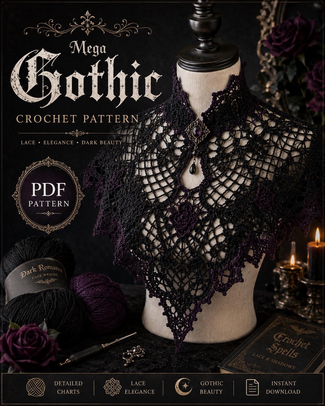 30 Spiderweb Crochet Patterns: 30 Ways to Make Webby Stitch Work for Halloween, Gothic... 12 Gothic Spiderweb Lace Shawl and Capelet Pattern PDF