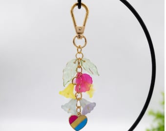 Pansexual Pride Floral Keychain, Pastel Fairycore Bag Charm
