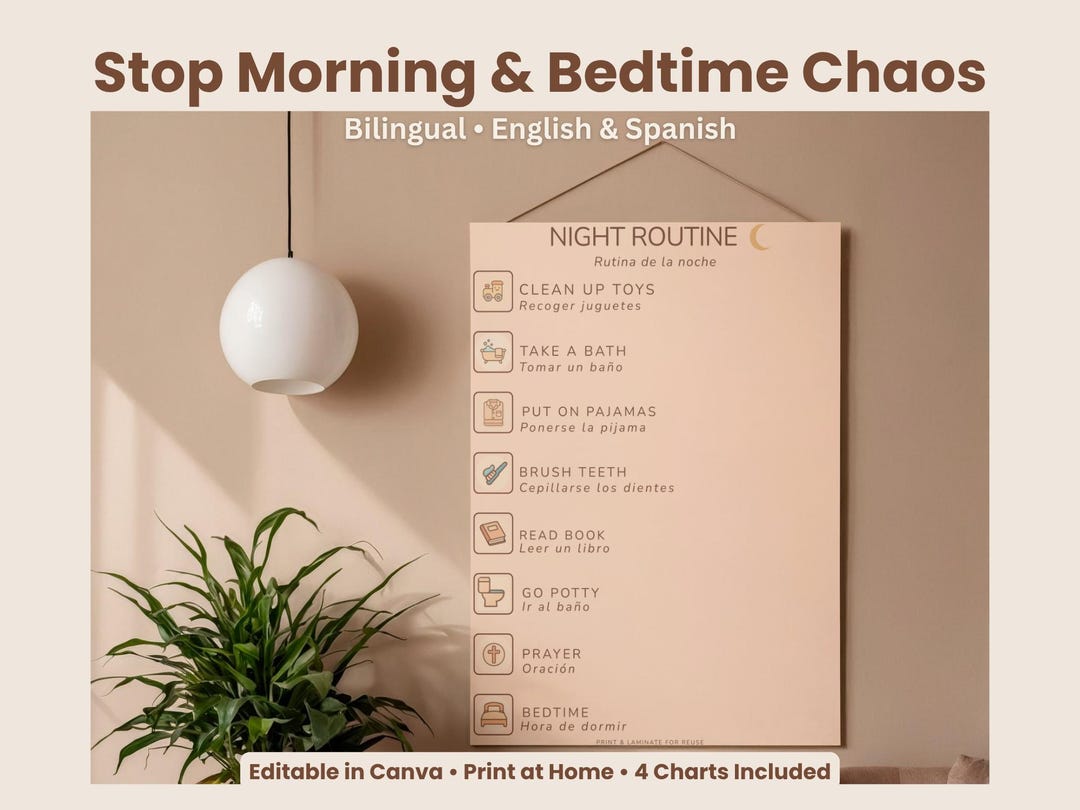 Toddler Routine Chart Bundle Printable | Morning & Bedtime Visual ...