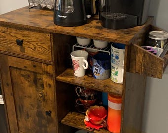 Kitchen Island Cart with Drawer | Spice Rack & Towel Holder | Space Saving Storage Cabinet