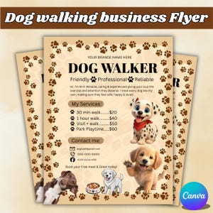 Editable Dog Walking Business Flyer, Pet Care Service Flyer Template, Doggy Daycare Marketing Flyer, Pet Sitting Advertisement