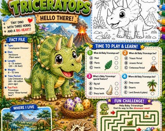 50 Dinosaur Activity Sheets PDF | Printable Coloring Pages & Homeschool Worksheets