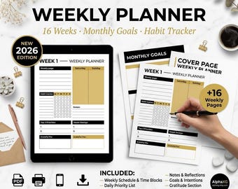 Printable Weekly Planner | Productivity, Routines & Goal Setting | Weekly Organizer PDF | A4 US Letter Bundle