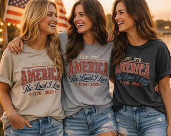 Vintage America 250th Anniversary T-Shirt, Patriotic USA Land I Love Tee
