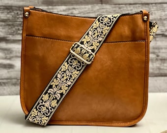 コットン織りクロスボディバッグストラップ、マルチカラー花柄ショルダーストラップ