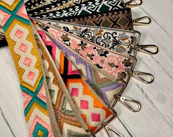 Correa de bolso bandolera de algodón tejido, bolso de hombro ajustable, accesorio bohemio multicolor